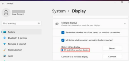 Windows Detects Your Second Monitor